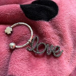 Lucky Brand Silver Love Pave Crystal Mix Charm Keychain
